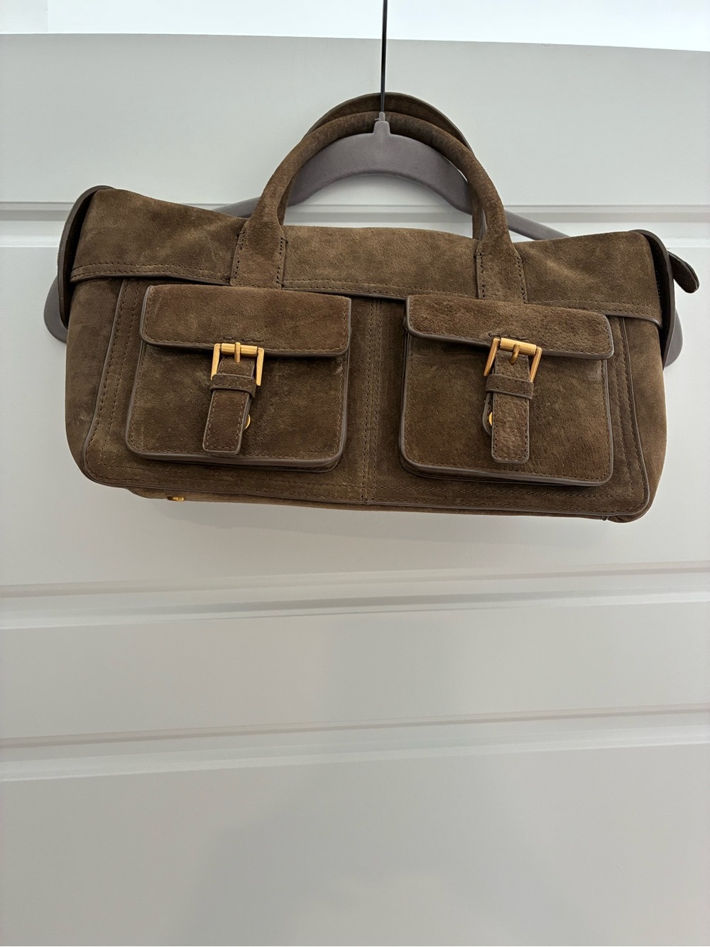 Zara Suede Double-Pocket Satchel